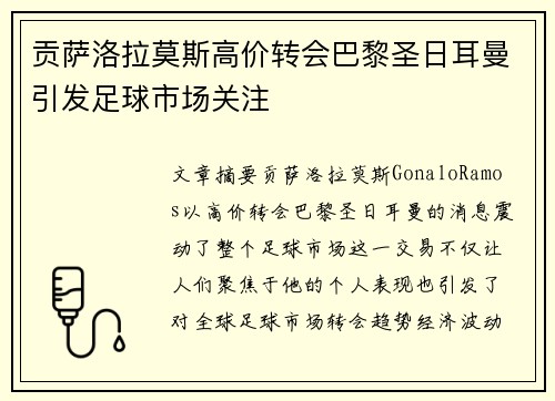 贡萨洛拉莫斯高价转会巴黎圣日耳曼引发足球市场关注 贡萨洛拉莫斯高价转会巴黎圣日耳曼引发足球市场关注